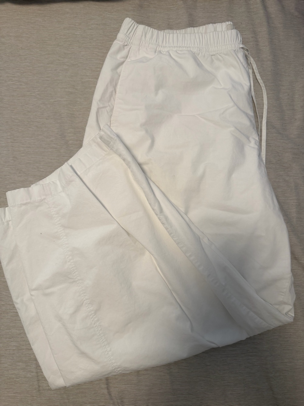 Abercrombie & Fitch White Cotton Barrel Leg Pants